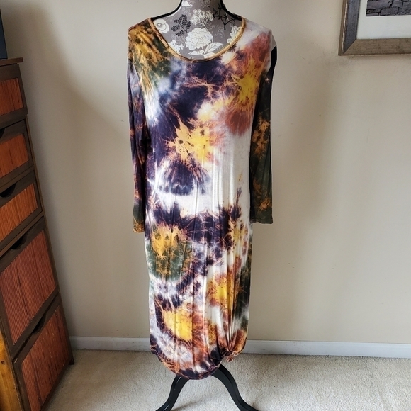Simply Southern Colection tie dye Ling sleeve dress Sz. L - Picture 2 of 7
